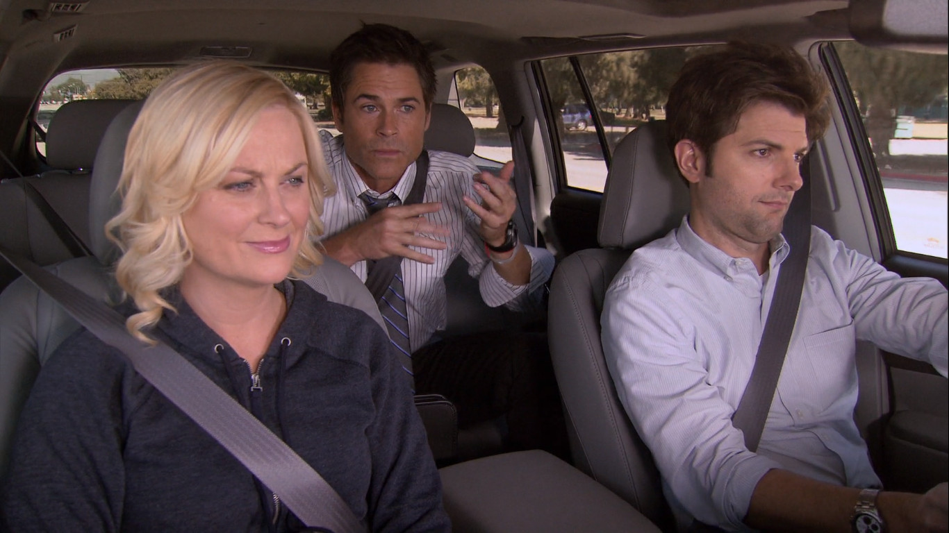 Still from Parks and Recreation — the clip “Road Trip”