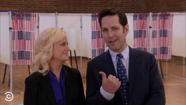 Still from Parks and Recreation — the clip “Framing A Vote”