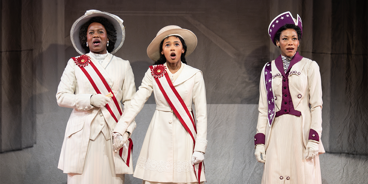 Still from Suffs the Musical — the clip “Planning a Protest for Women’s Suffrage in Suffs’ Find a Way”