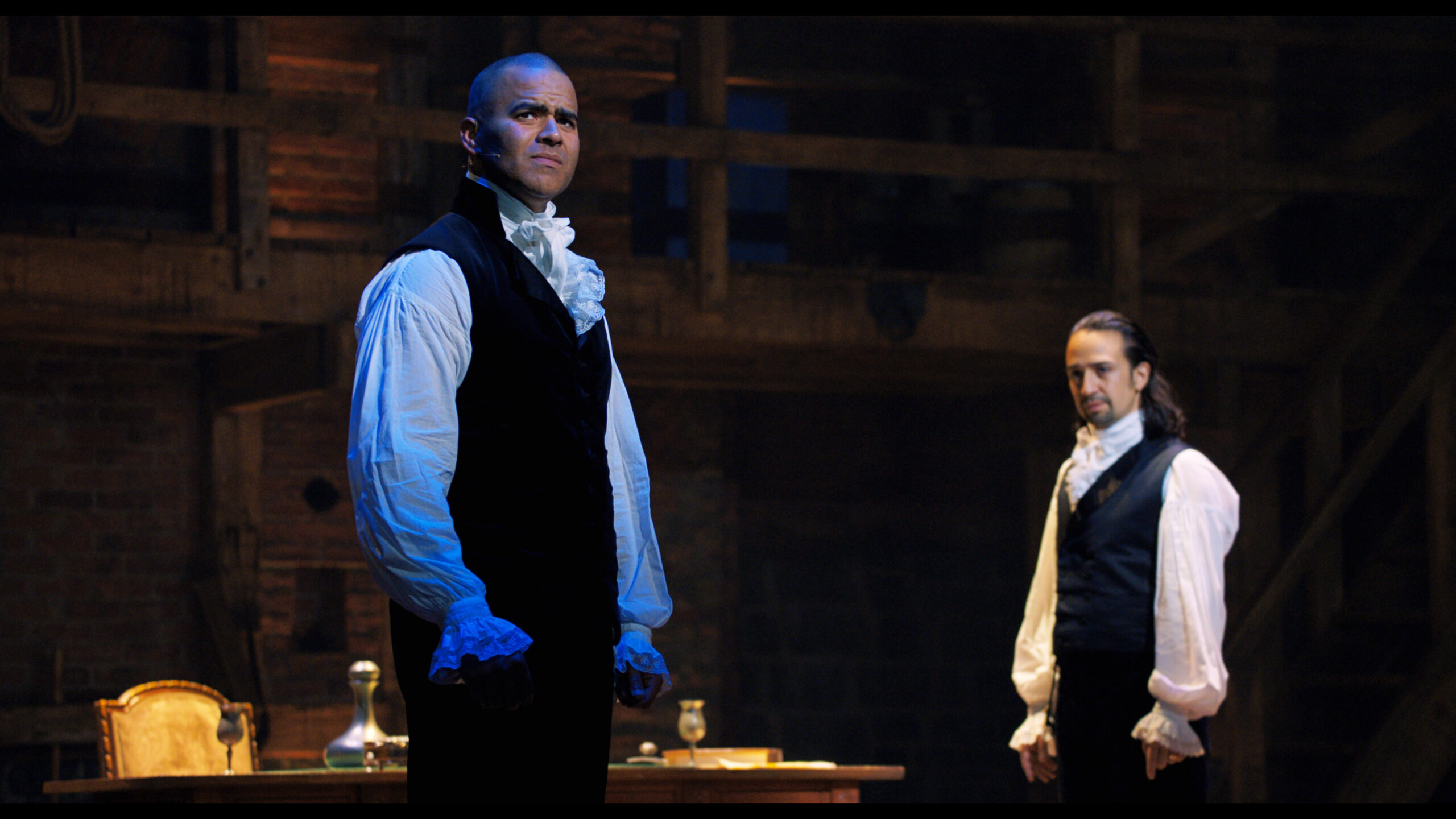Still from Hamilton the Musical — the clip “George Washington Resigns Presidency in the Musical Hamilton”