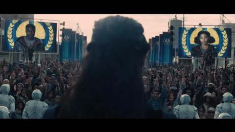 Still from the clip “Squashing Protests in The Hunger Games”