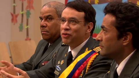 Still from the clip "Venezuelan Politicians Visit Pawnee" (Parks and Recreation, NBC)